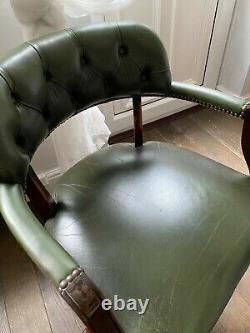 Old Captains office Chair Chesterfield swivel Leather DIY Green Interiors