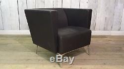 OrangeBox Dee Designer Black Leather Reception Office Sofa Delivery Available