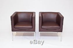 Orangebox Drift 6 Of Brown Leather Office Meeting Chairs