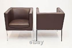 Orangebox Drift 6 Of Brown Leather Office Meeting Chairs