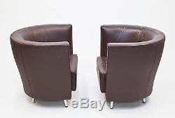 Orangebox Drift 6 Of Brown Leather Office Meeting Tub Chairs