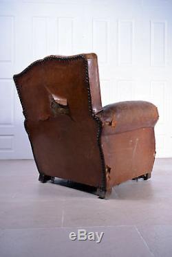 Original Antique 1930s Tan Leather Club Arm Chair Moustache Office (Inc. VAT)