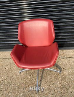 Original Boss Design Kruze Office Swivel Chair Red Fabric Chrome Retro Designer