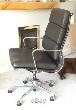 Original Charles Eames high backed black leather office chair in immaculate cond