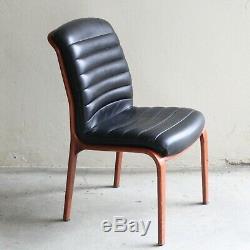 Original Gordon Russell Chair Black Leather and Rosewood Frame