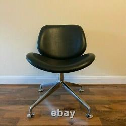 Original Orangebox Track Swivel Lounge Chair Office Retro Dark Grey Leather