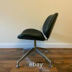 Original Orangebox Track Swivel Lounge Chair Office Retro Dark Grey Leather