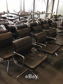 Original Vitra Charles & Ray Eames 208 Leather Soft Pad Chair WithChrome Frame