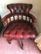 Ox Blood Red Leather Chesterfield Captains Office Chair Swivel Chair