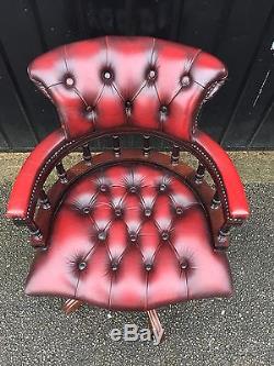 Oxblood Leather Captains Chair Office Chair