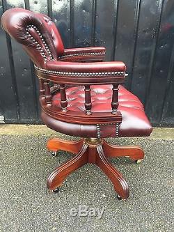 Oxblood Leather Captains Chair Office Chair