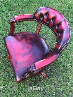 Oxblood Leather Chesterfield Captains Office Chair FREE DELIVERY