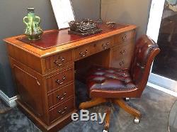 Oxblood Leather Top Desk & Leather Office Chair