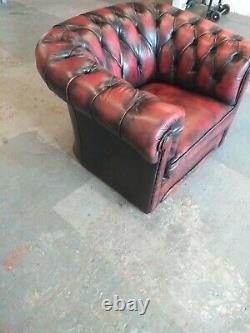 Oxblood Red Leather Chesterfield Club Chair mancave /office/ loft/barn find