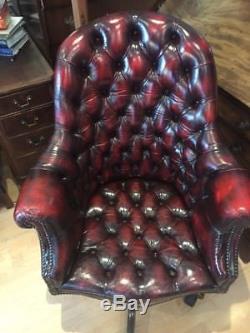 Oxblood Red Leather Chesterfield Directors Office Chair Captains FREE UK P&P