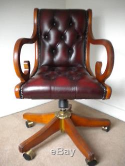 Oxblood Red Leather Chesterfield Office Chair Not Captain