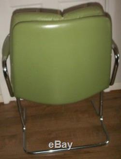 PIEFF ELEGANZA GREEN LEATHER 1970's DINING/OFFICE CHAIR, FROM HARRODS, VINTAGE