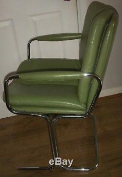 PIEFF ELEGANZA GREEN LEATHER 1970's DINING/OFFICE CHAIR, FROM HARRODS, VINTAGE