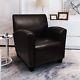 Pu Leather Armchair Brown Fireside Tube Chair Office Living Room Relaxing Seat