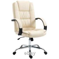 PU Leather Executive Office Chair High Back Height Adjustable Desk Chair, Beige