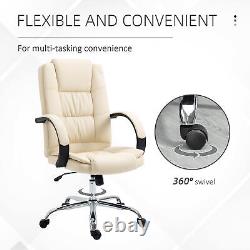 PU Leather Executive Office Chair High Back Height Adjustable Desk Chair, Beige