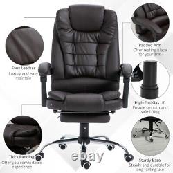 PU Leather Executive Office Chair with Retractable Footrest, Brown