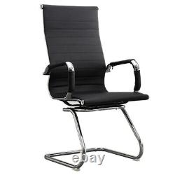 PU Leather High Back Chair Dining Chairs Chrome Legs Home Office Visitor Meeting