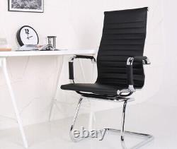 PU Leather High Back Chair Dining Chairs Chrome Legs Home Office Visitor Meeting