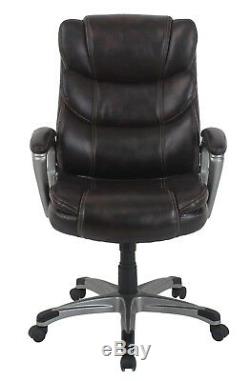 PU Leather High Back Office Chair Ergonomic Computer Chair Double Brown