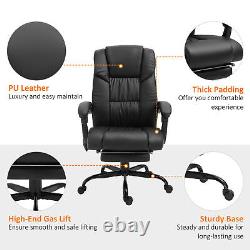 PU Leather Massage Office Chair with 6 Vibration Points Adjustable Height Black