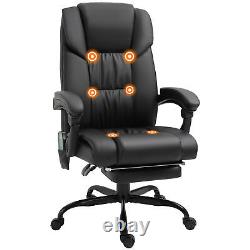 PU Leather Massage Office Chair with 6 Vibration Points Adjustable Height Black