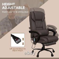 PU Leather Massage Office Chair with 6 Vibration Points Adjustable Height Brown