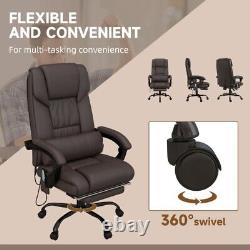 PU Leather Massage Office Chair with 6 Vibration Points Adjustable Height Brown