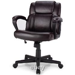 PU Leather Office Chair Modern Executive Chair Ergonomic Mid Back Computer Desk