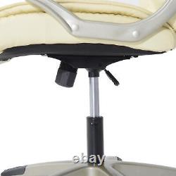PU Leather Office Chair PC Computer Desk Chairs Swivel Adjustable Height Cream