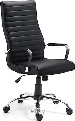 PU Leather Office Chair, Swivel, Lumbar Support, Black