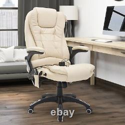 PU Leather Office Chair WithMassage Function, High Back-Cream