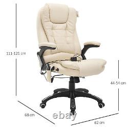 PU Leather Office Chair WithMassage Function, High Back-Cream