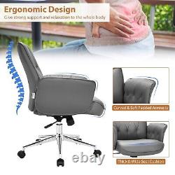 PU Leather Swivel Office Chair Ergonomic Computer Desk Chair Height Adjustable