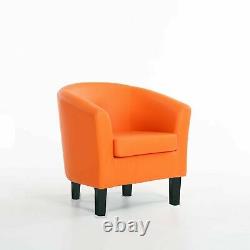 PU Leather Tub Chair Armchair Sofa Seat Chairs For Dining Living Room Office New