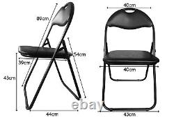 Padded Faux Leather Folding Chairs Studying Dining Guest Office Event Chair Xmas