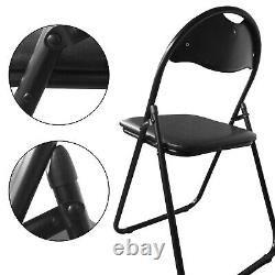 Padded Faux Leather Folding Chairs Studying Dining Guest Office Event Chair Xmas