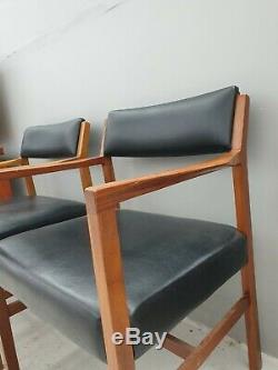 Pair Mid Century Danish Style Teak 2 Armchairs Desk Office Dining Chairs