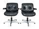 Pair Office Chairs By Stoll Giroflex Design Karl Dittert Black Leather 60s 70s