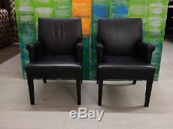 Pair of DeSede soft black leather occasional chairs Lounge/accent/office chair