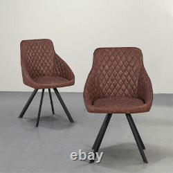 Pair of PU/Velvet Dining Chairs Office Armchairs Metal Legs Home Kitchen Luxury