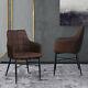 Pair Of Retro Faux Leather Dining Chairs Brown Armchairs Kitchen Office Chair