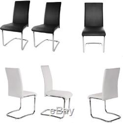 Panana 6 PCS High Back Dining Leather Chairs Chrome Leg Office Home Furniture