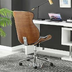 Parker Contemporary Black Faux Leather Wood Back Executive Office Chair