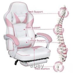Pink Computer Gaming Chair Ergonomic Office Chair Massage Footrest Recliner Home